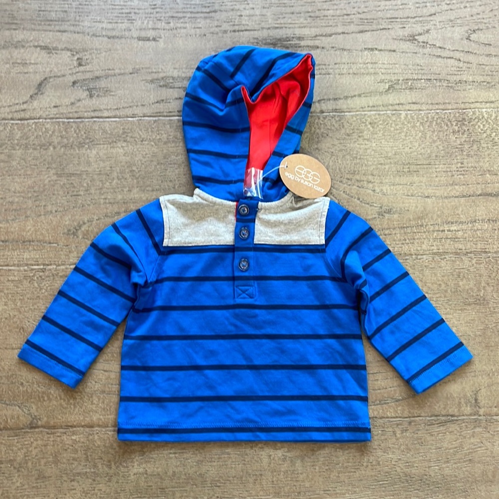 EGG by Susan Lazar Baby LS Henley Hoodie, NWT
